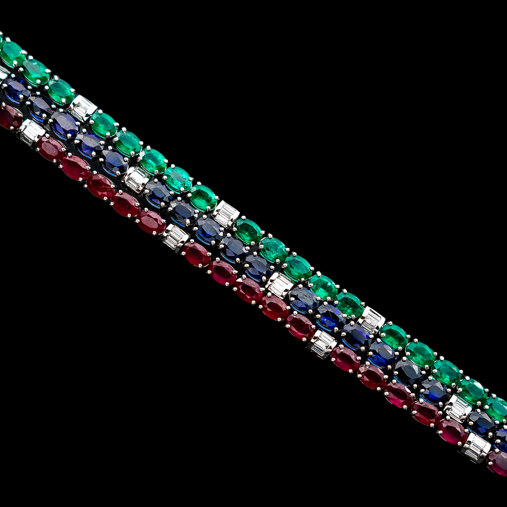 
            
                Load image into Gallery viewer, Emerald &amp;amp; Baguette Tennis Bracelet
            
        