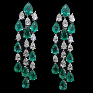 Emerald and Diamond Pear Shape Cascade