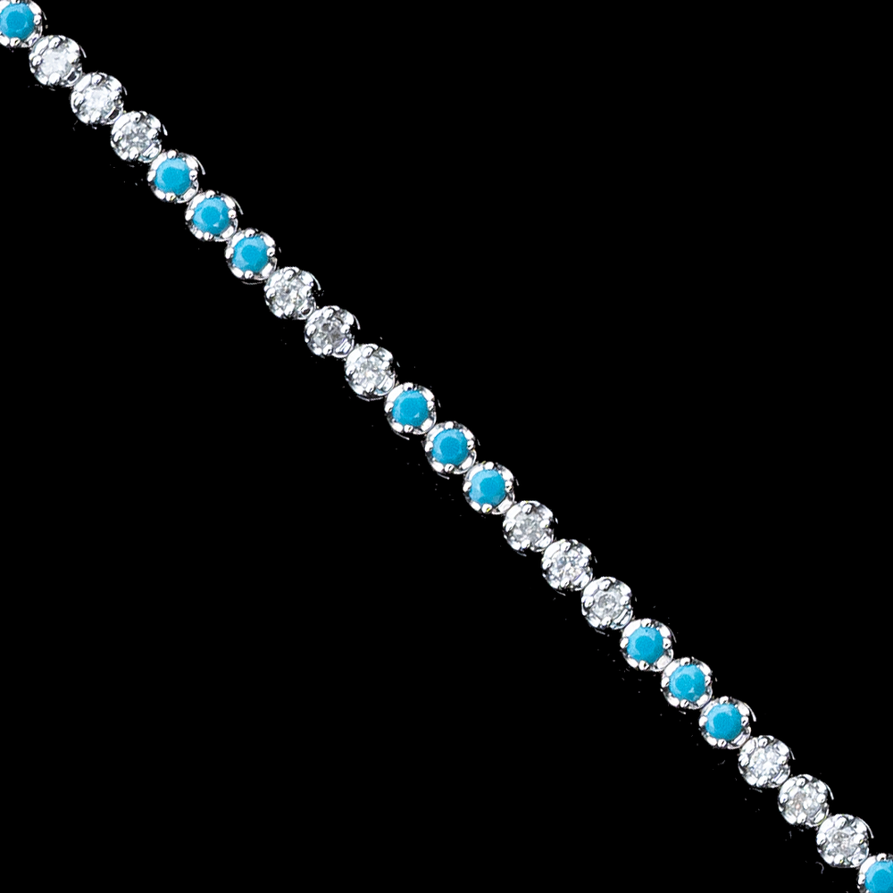 
            
                Load image into Gallery viewer, Turquoise and Diamond Tennis Bracelet
            
        