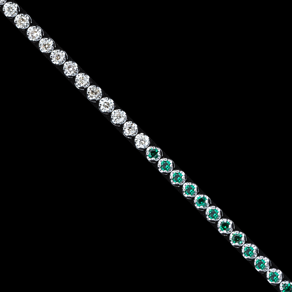 Half Emeralds Half Diamonds Tennis Bracelet
