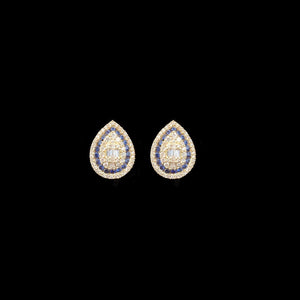 Pear Shape Baguette and Saphire Earrings