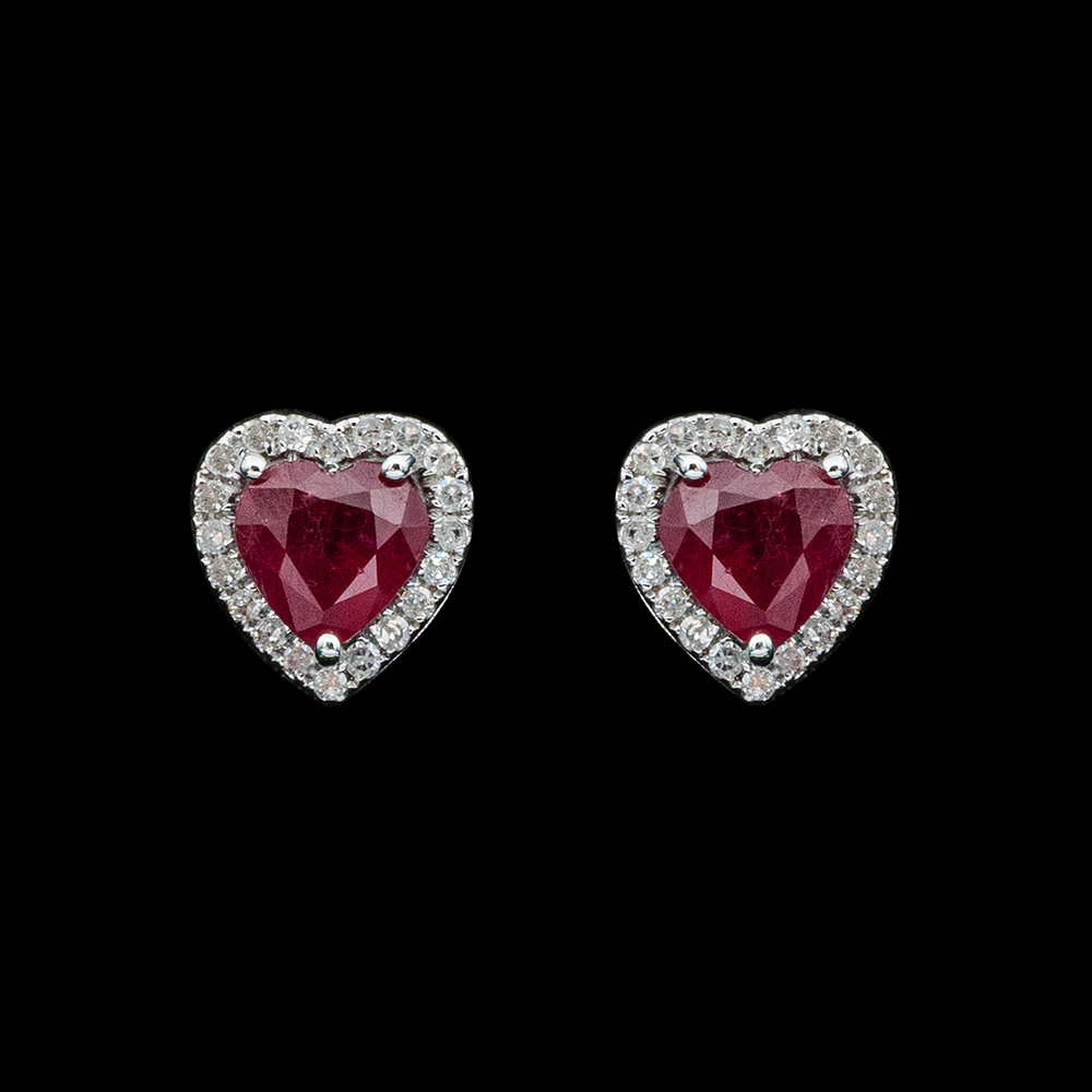
            
                Load image into Gallery viewer, Heart Shape Ruby Earrings
            
        