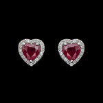 Heart Shape Ruby Earrings