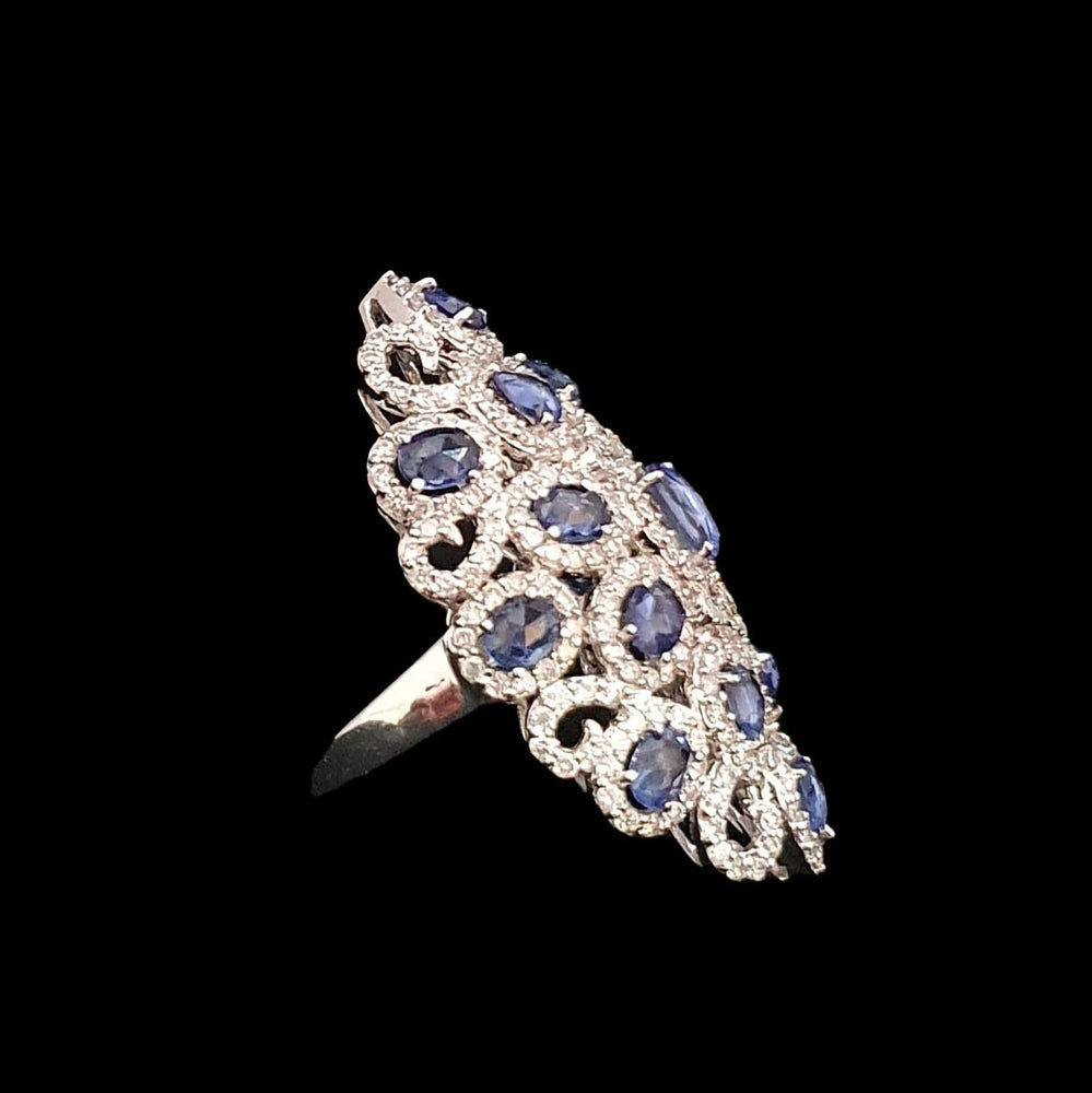 
            
                Load image into Gallery viewer, Sapphire and Diamond Long Ring
            
        