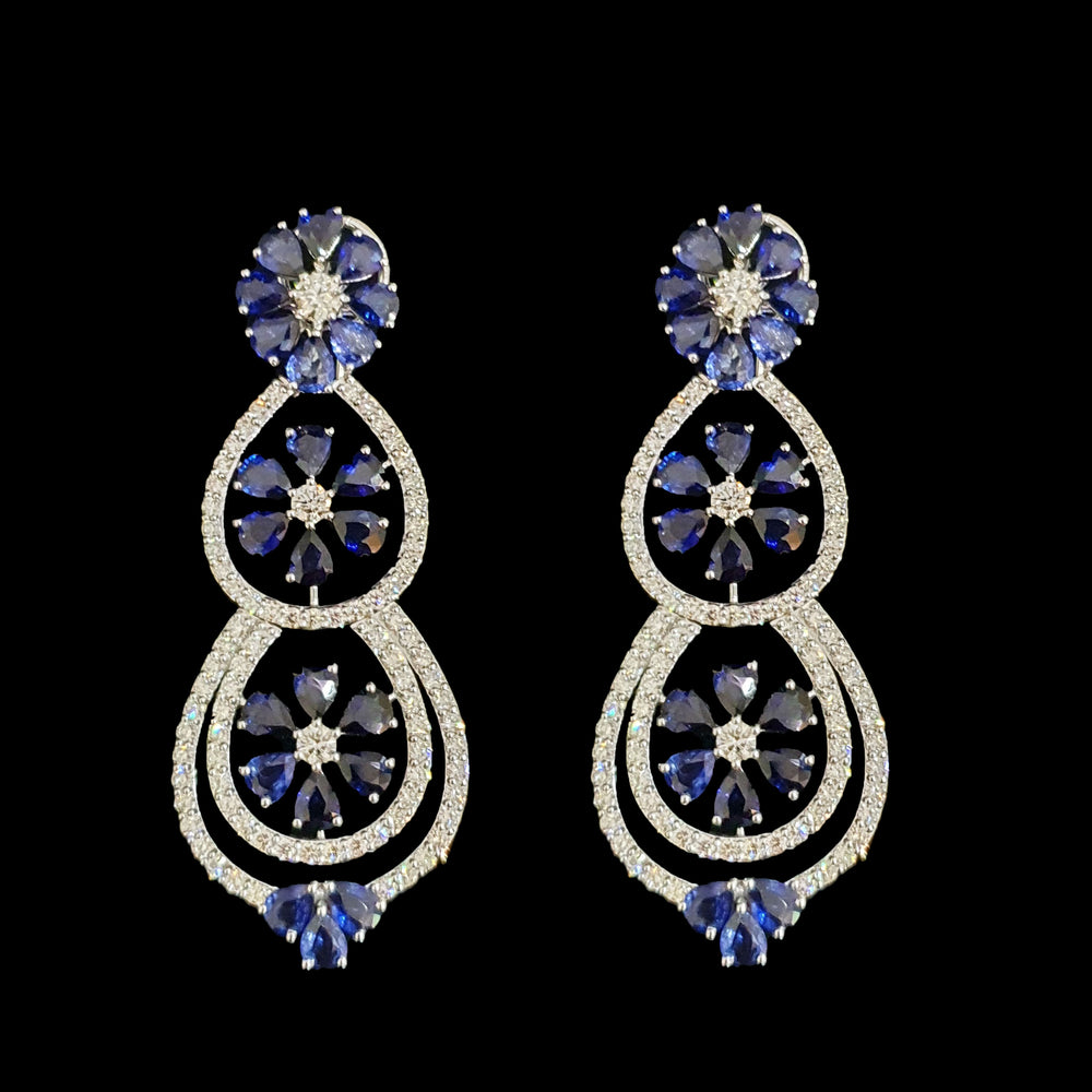 
            
                Load image into Gallery viewer, Sapphire Flower Earrings
            
        