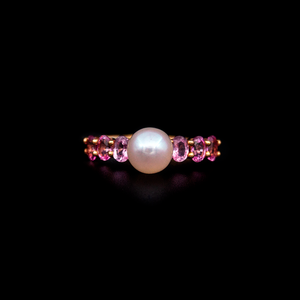 Pink Sapphire and Pearl Band