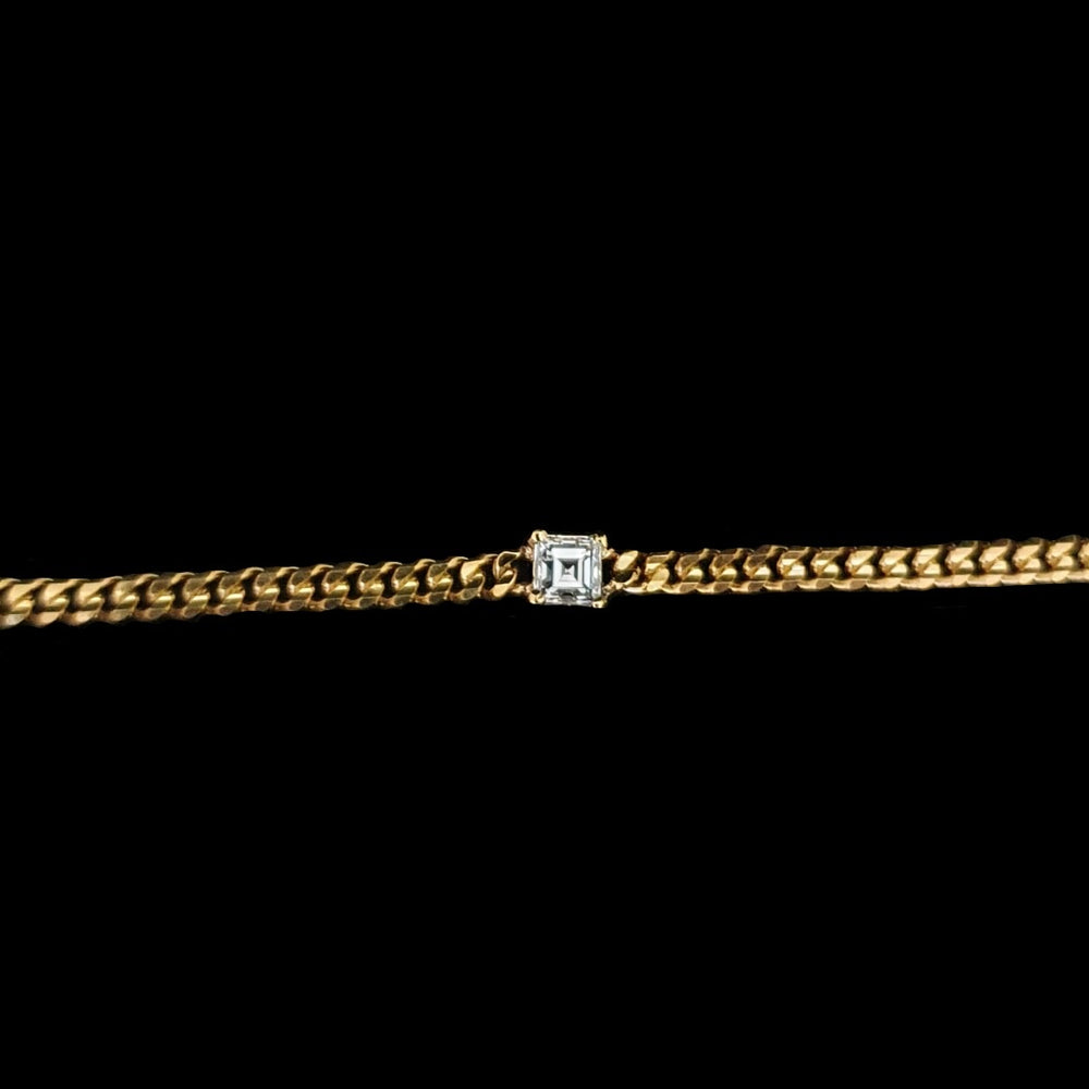 
            
                Load image into Gallery viewer, Cuban Link Asscher Diamond Bracelet
            
        