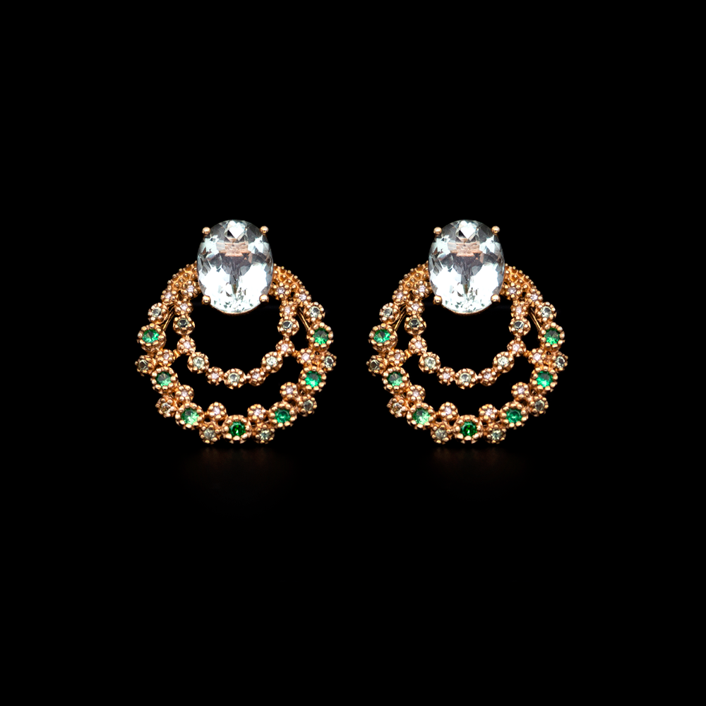 
            
                Load image into Gallery viewer, Green Quartz and Tsavorite Earring
            
        