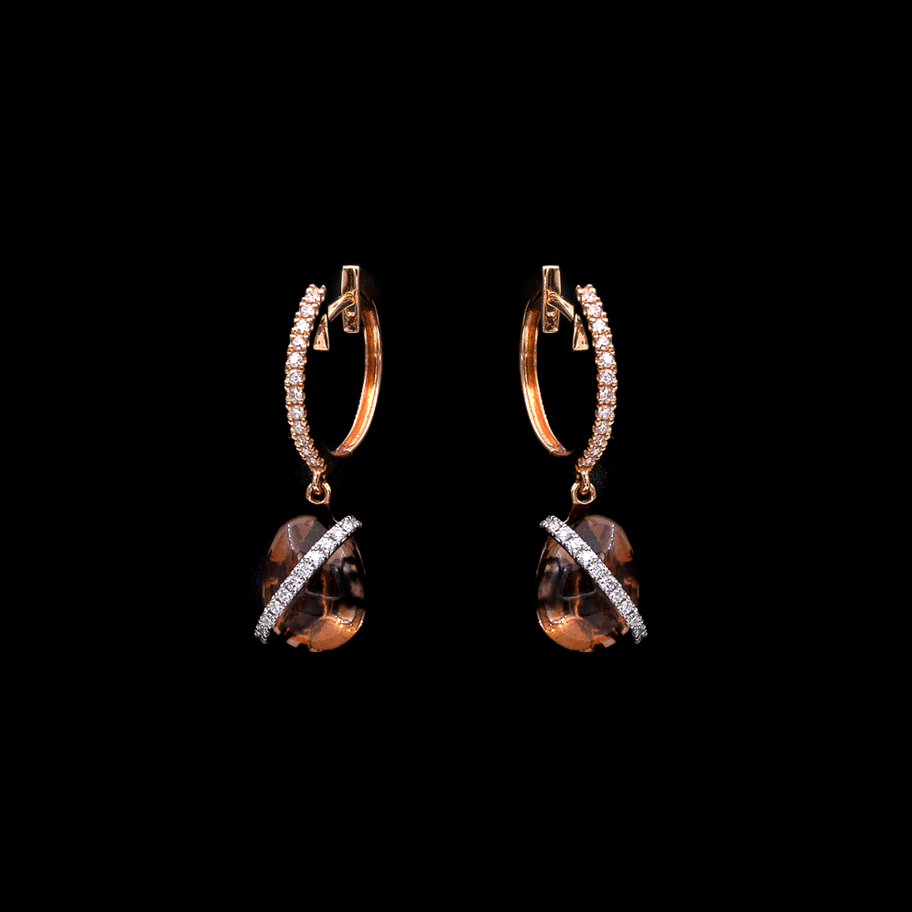 
            
                Load image into Gallery viewer, Smoked Quartz and Diamond Earrings
            
        