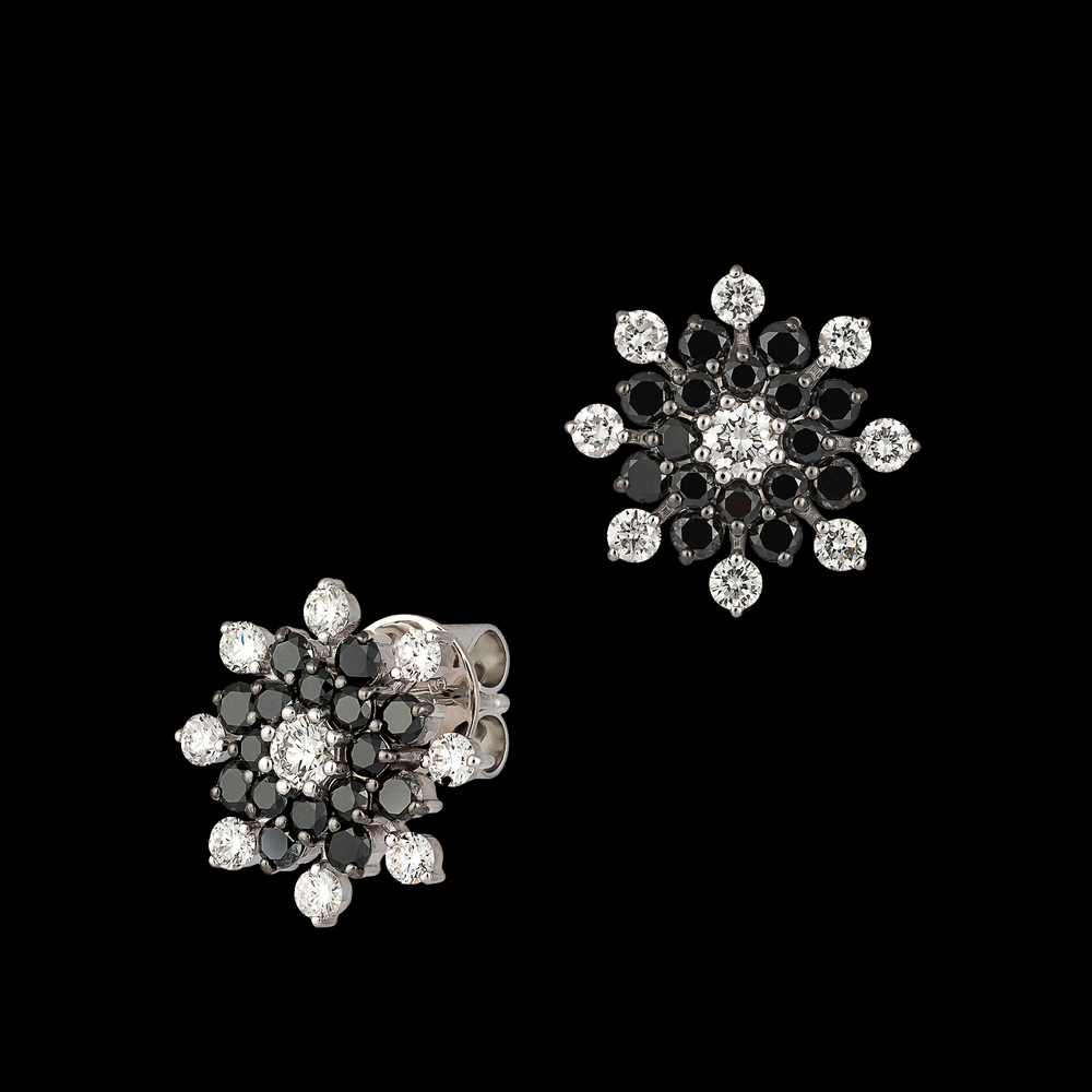 Black Diamond Flower Earrings