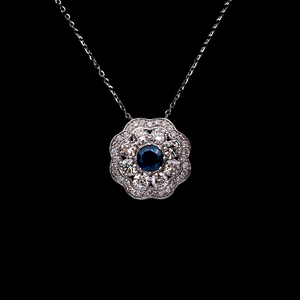 
            
                Load image into Gallery viewer, Sapphire Flower Necklace
            
        