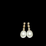 Yellow Gold Pearl Diamond Earrings