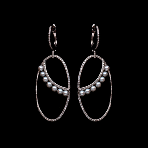 Hanging Diamond and Pearl Earrings