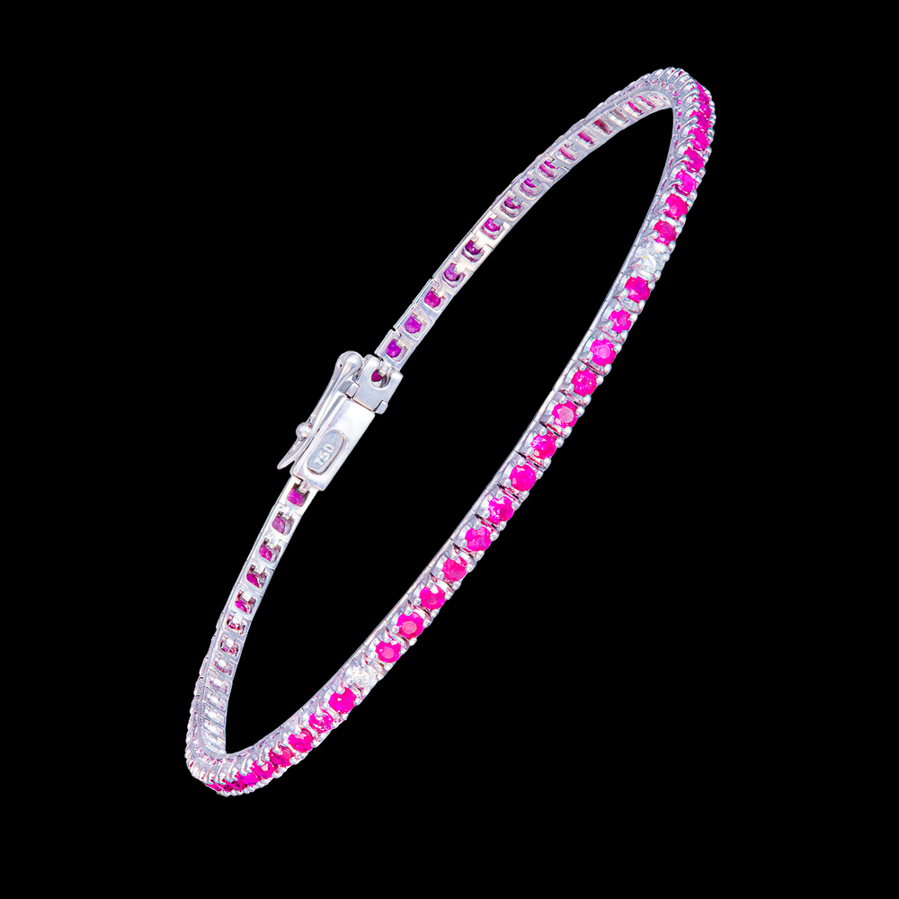 Ruby Tennis Bracelet with Diamonds