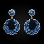 Sapphire Cluster Long Earrings