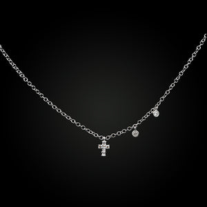 Diamond Cross and Bezels Dainty Necklace