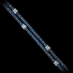 Double Sapphire and Diamond Tennis Bracelet