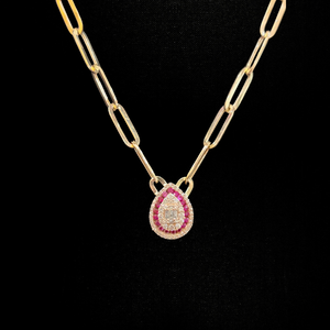 
            
                Load image into Gallery viewer, Pear Shape Diamond And Ruby Necklace
            
        